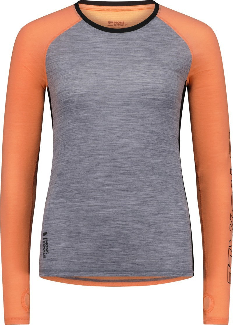 Bella Merino LS - Womens - grey heather / punch 1