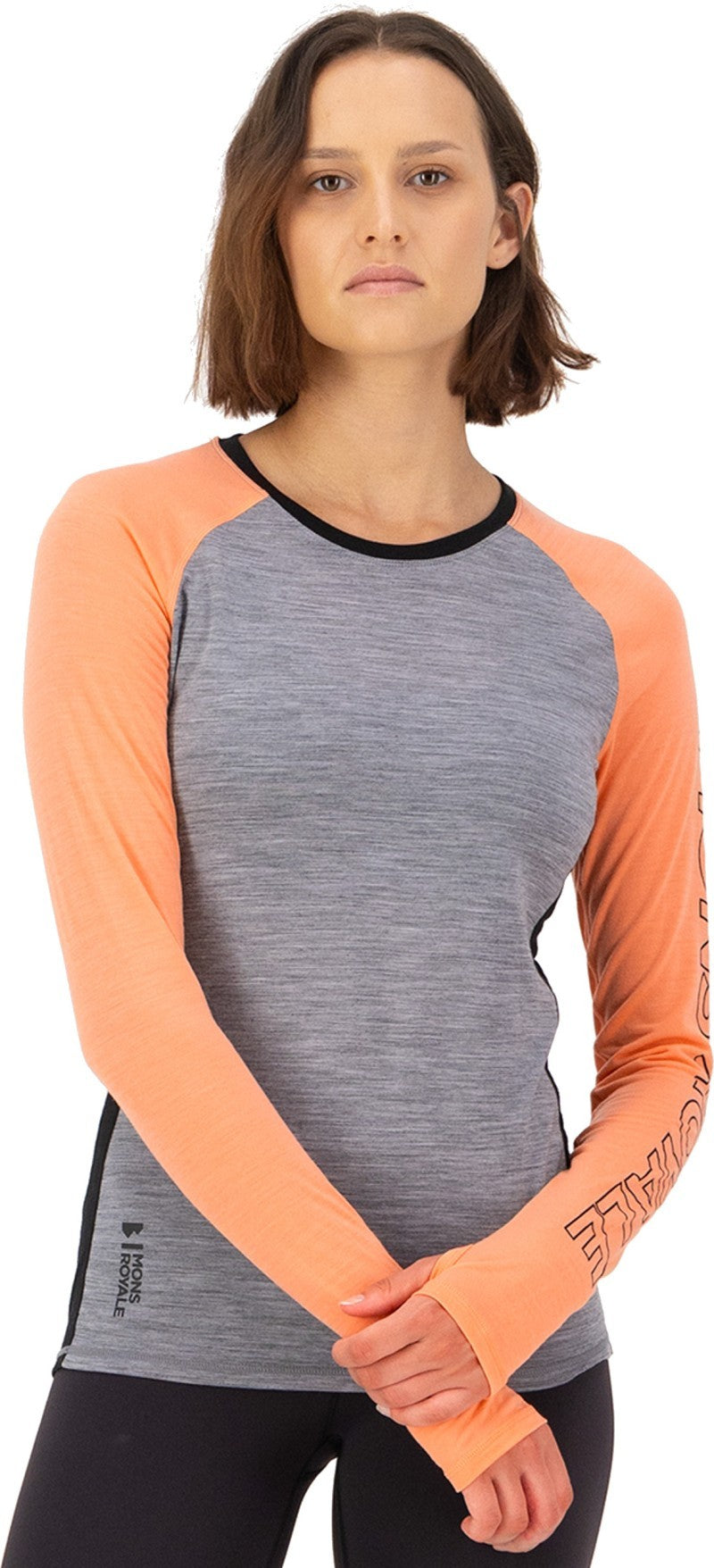 Bella Merino LS - Womens - grey heather / punch 1