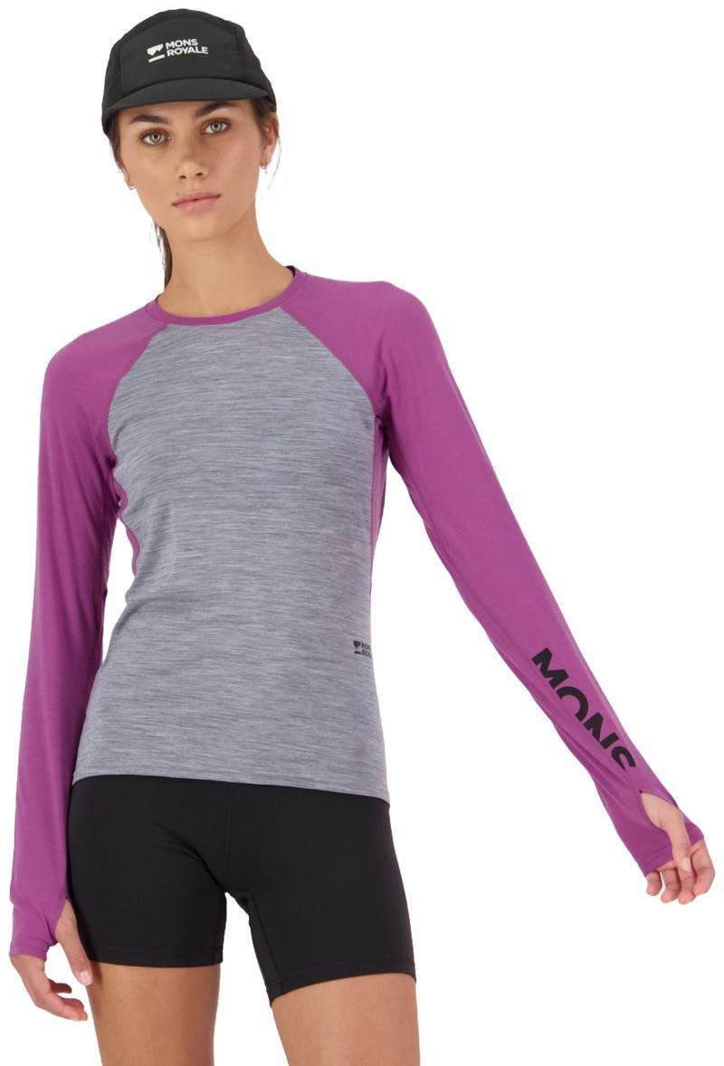 Bella Merino LS - Womens - purple bolt / grey heather 1