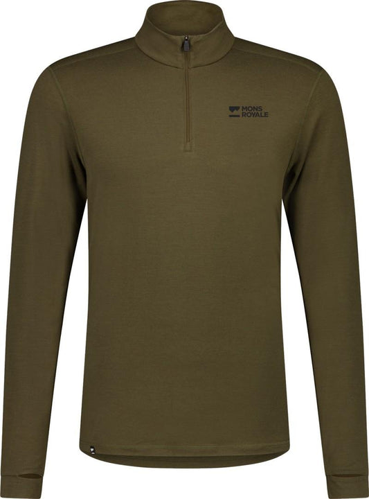 Cascade Merino Base Layer 1/4 Zip LS - Mens - dark olive 1