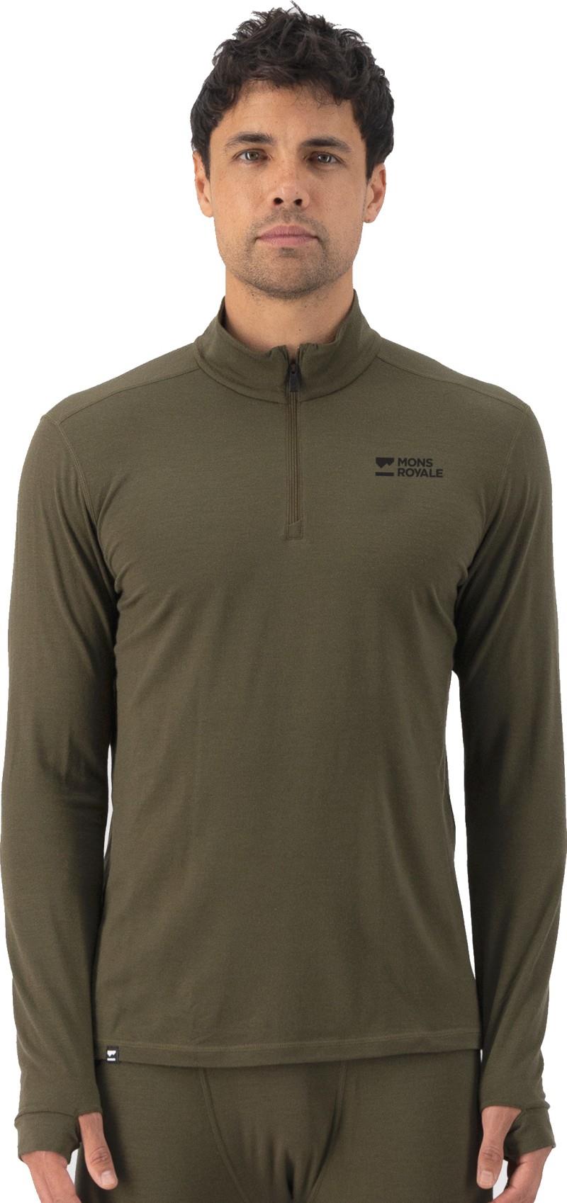 Cascade Merino Base Layer 1/4 Zip LS - Mens - dark olive 1