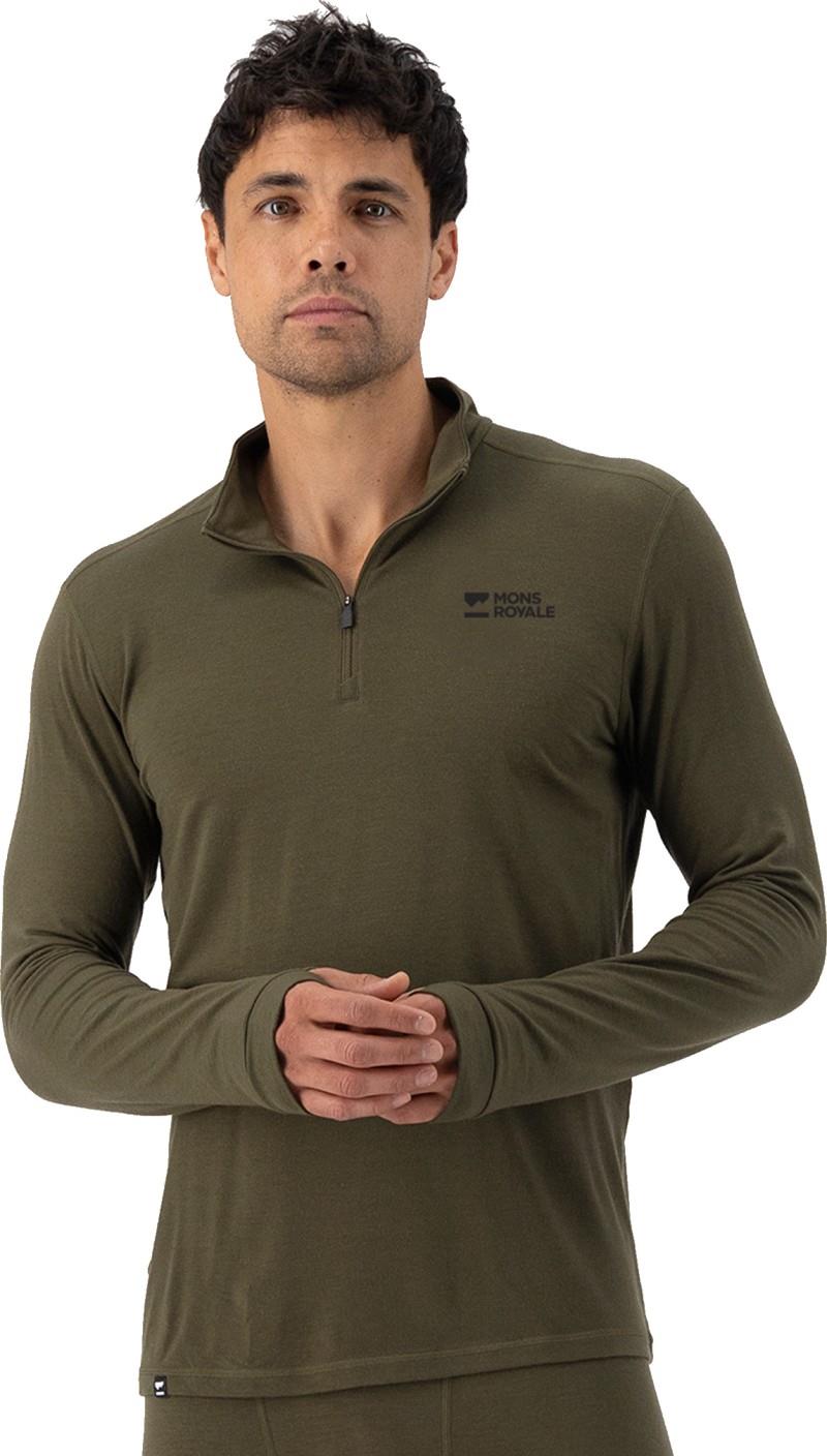Cascade Merino Base Layer 1/4 Zip LS - Mens - dark olive 1
