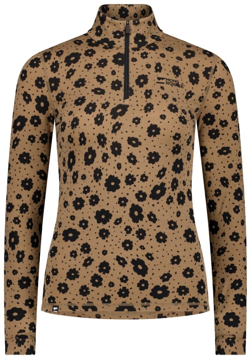 Cascade Merino Base Layer 1/4 Zip LS - Printed - Womens - aoraki lily toffee 1