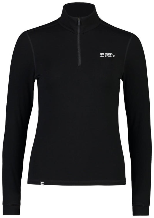 Cascade Merino Base Layer 1/4 Zip LS - Womens - black 1