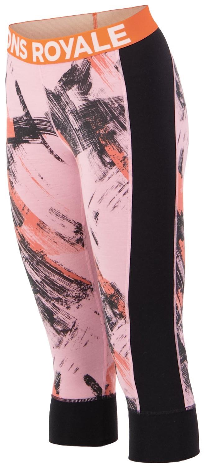 Cascade Merino Base Layer 3/4 Leggings - AOP - Womens - paintbrush pink / black 1