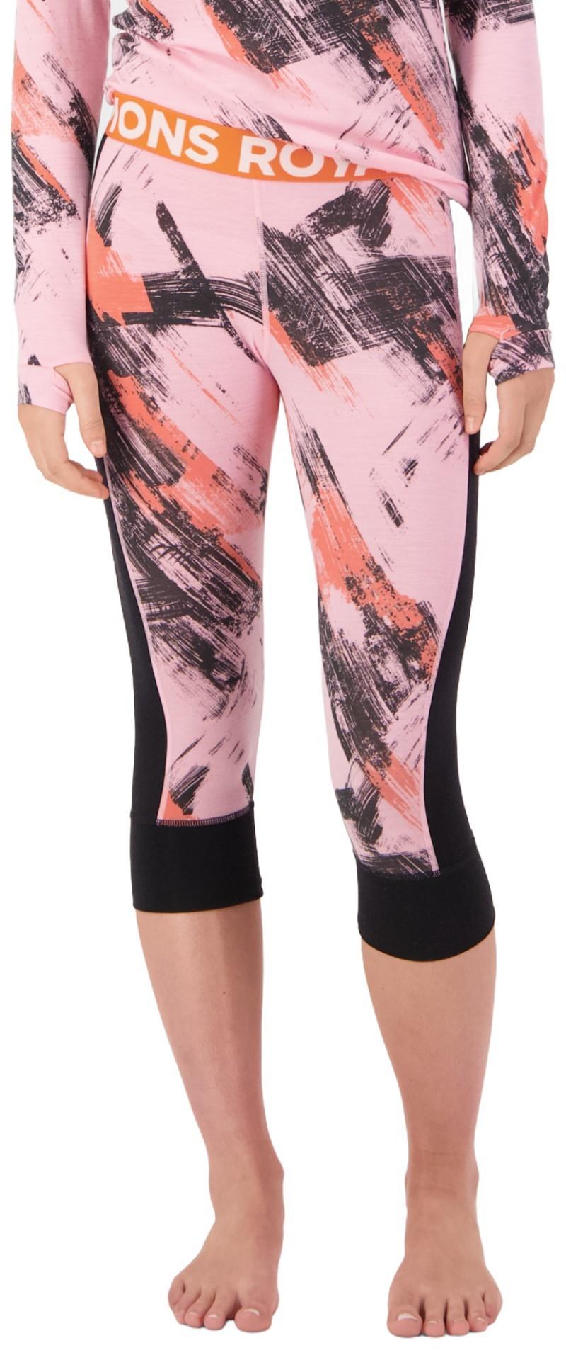 Cascade Merino Base Layer 3/4 Leggings - AOP - Womens - paintbrush pink / black 1
