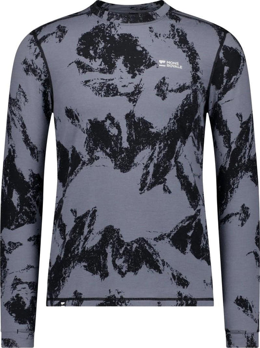 Cascade Merino Base Layer LS - Printed - Mens - mtn pixel grey 1