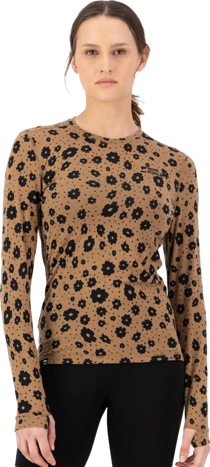 Cascade Merino Base Layer LS - Printed - Womens - aoraki lily toffee 1