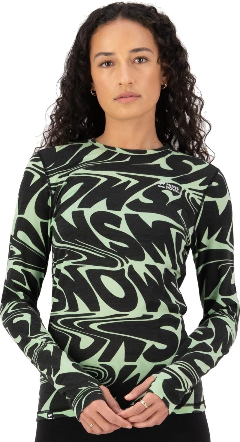 Cascade Merino Base Layer LS - Printed - Womens - signal lost matcha 1