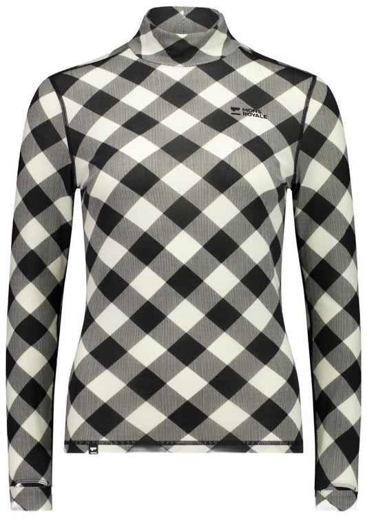 Cascade Merino Base Layer Mock Neck LS - AOP - Womens - check 1