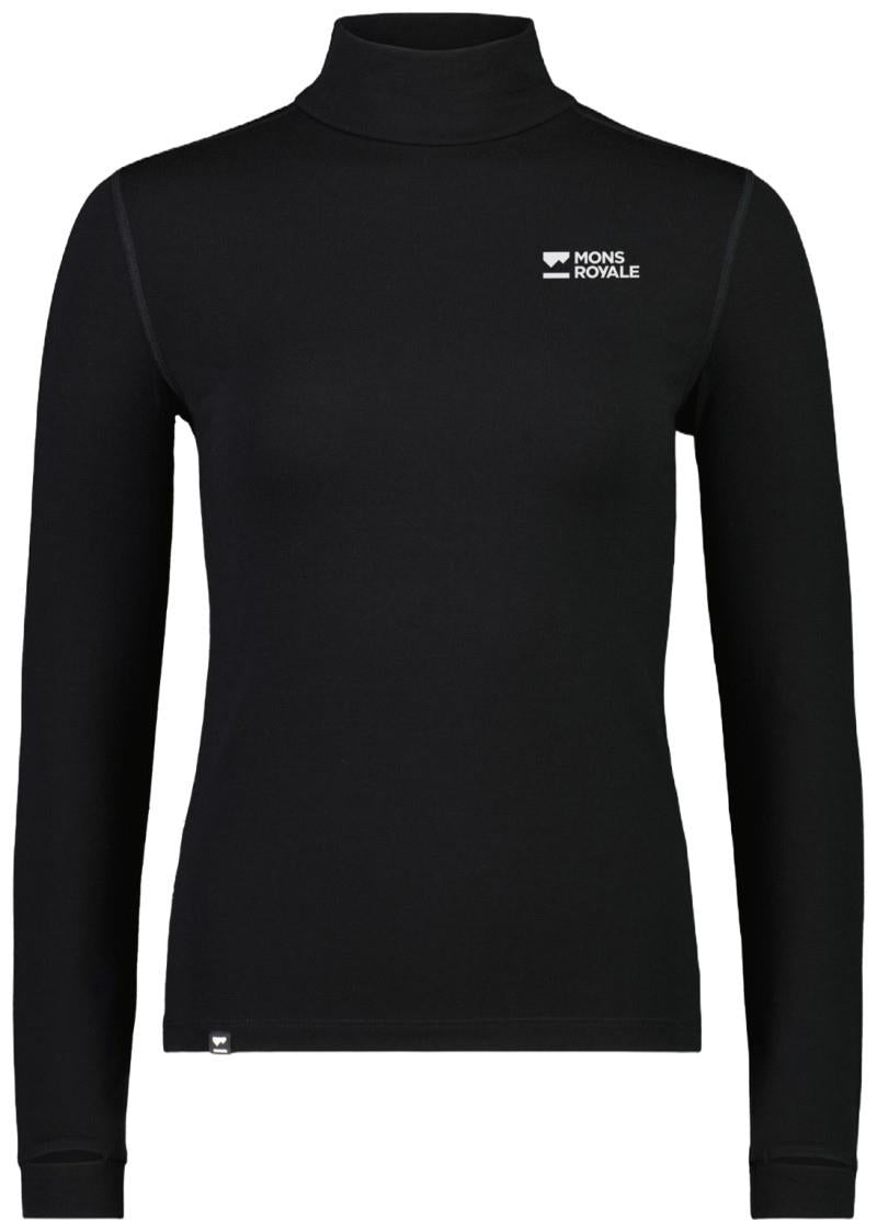 Cascade Merino Base Layer Mock Neck LS - Womens - black 1