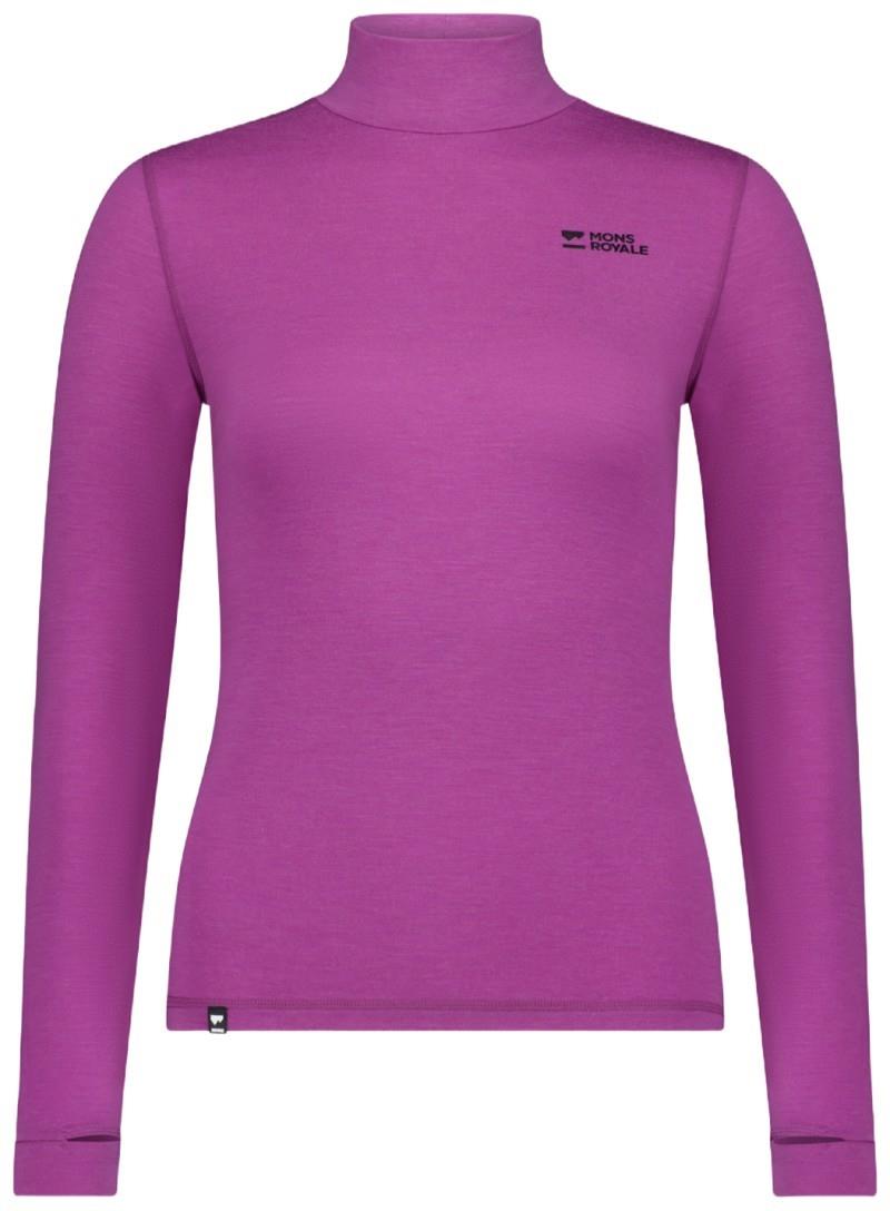 Cascade Merino Base Layer Mock Neck LS - Womens - purple bolt 1