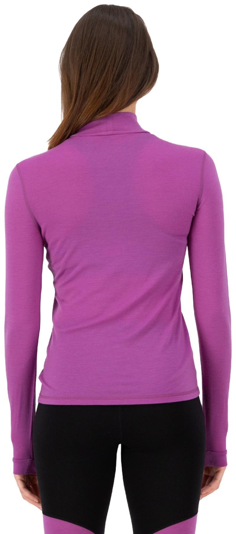 Cascade Merino Base Layer Mock Neck LS - Womens - purple bolt 1