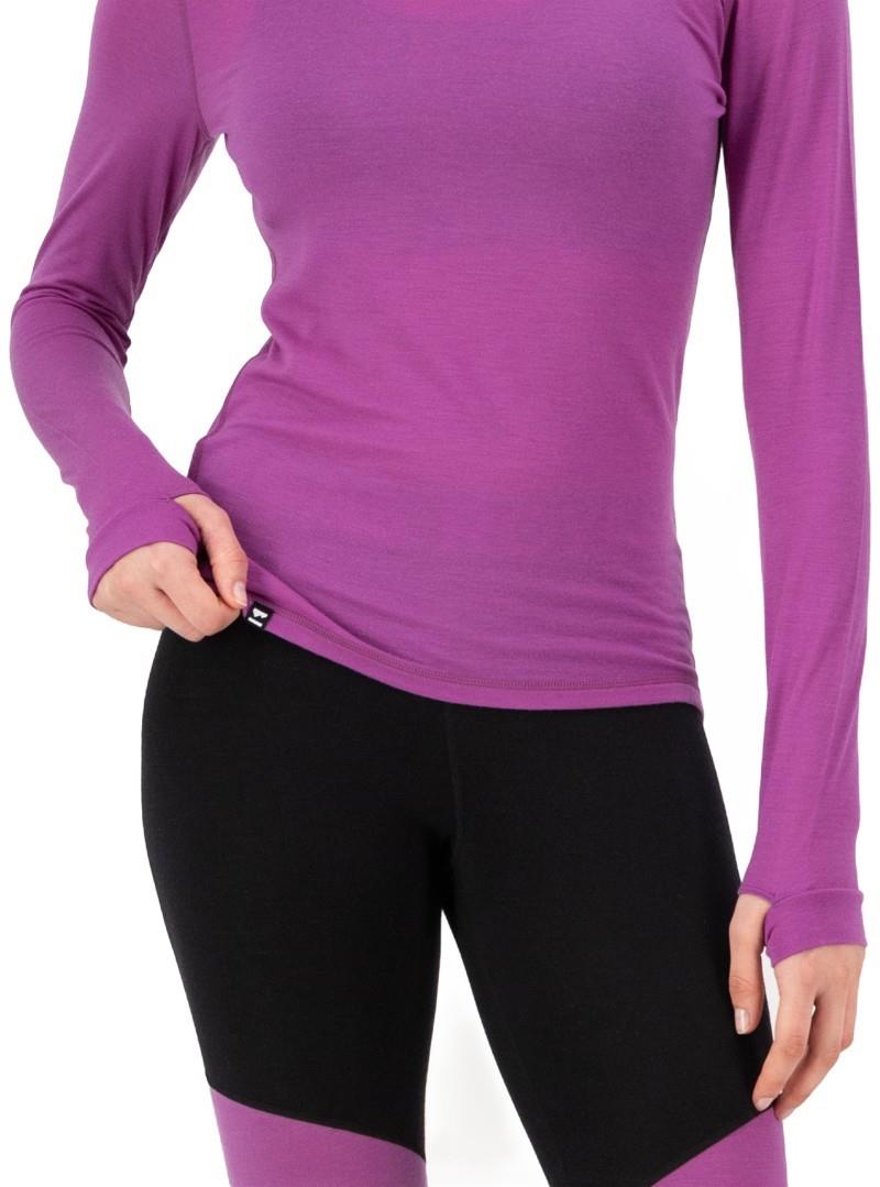 Cascade Merino Base Layer Mock Neck LS - Womens - purple bolt 1