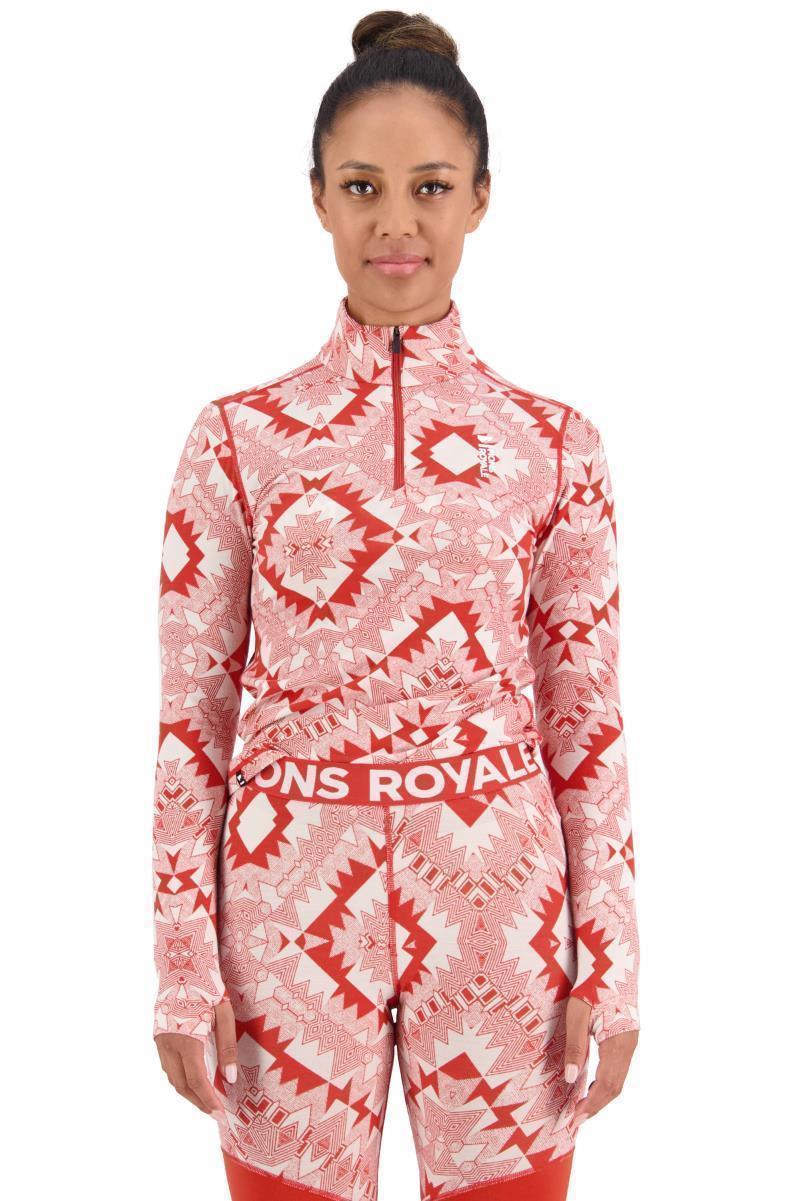 Cascade Merino Flex 1/4 Zip - AOP - Womens - retro red nordtek 1