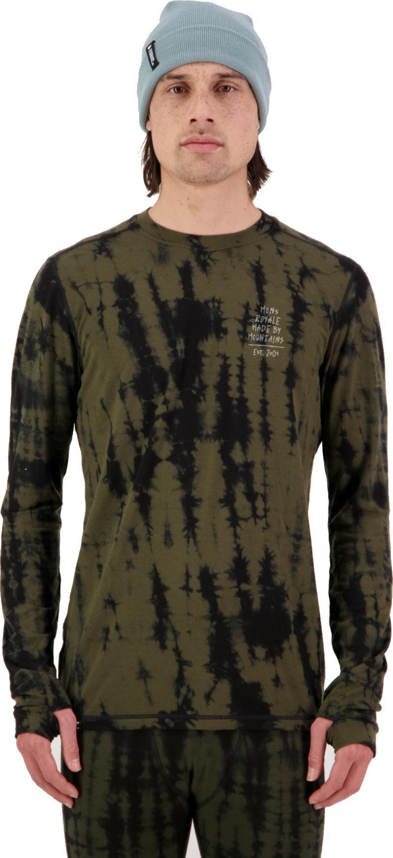 Cascade Merino Flex 200 LS - AOP - Mens - Olive Tie Dye 1