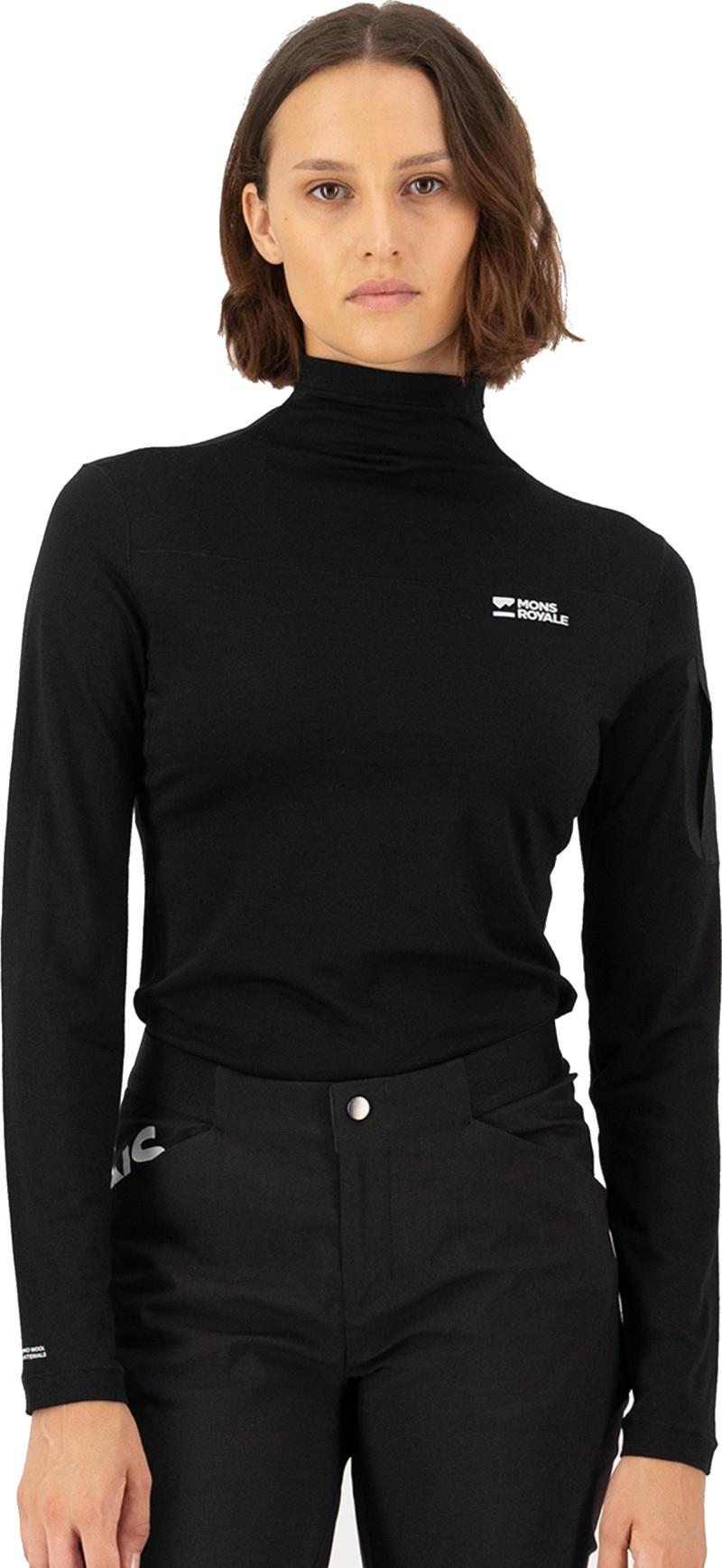 Diversion Merino Mock Neck LS - Womens - black 1
