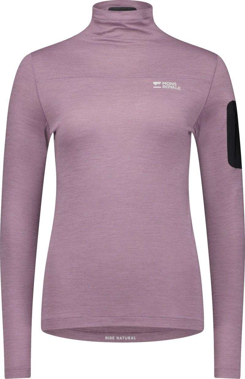 Diversion Merino Mock Neck LS - Womens - mauve 1