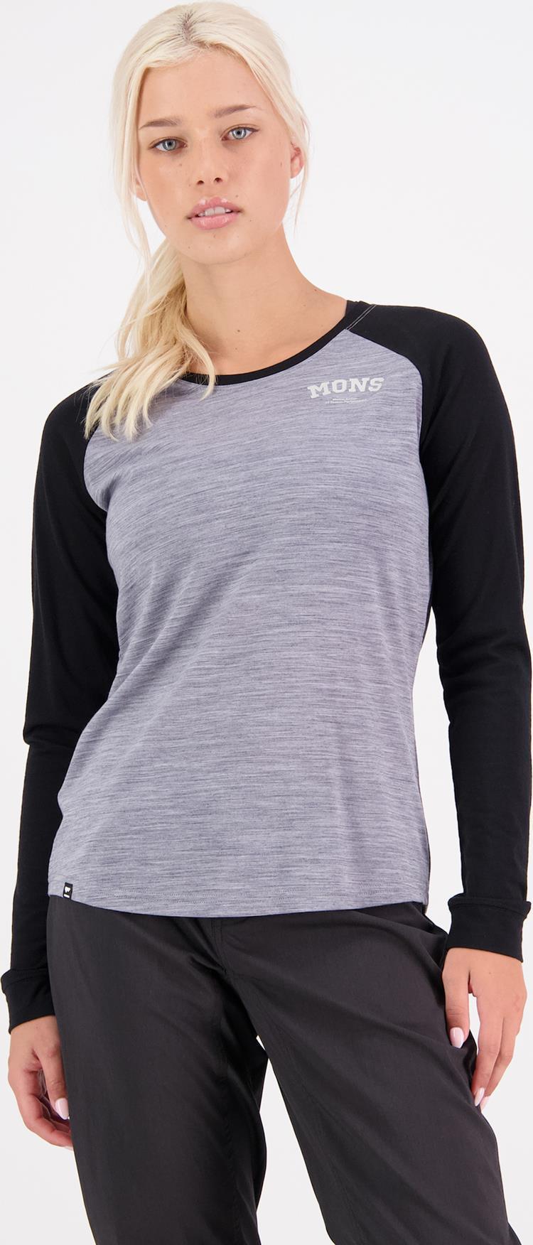 Icon Merino Air-Con Raglan - Womens - Grey Heather / Black 2