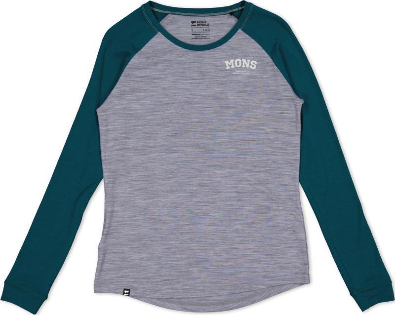 Icon Merino Air-Con Raglan - Womens - Grey Heather / Evergreen 1
