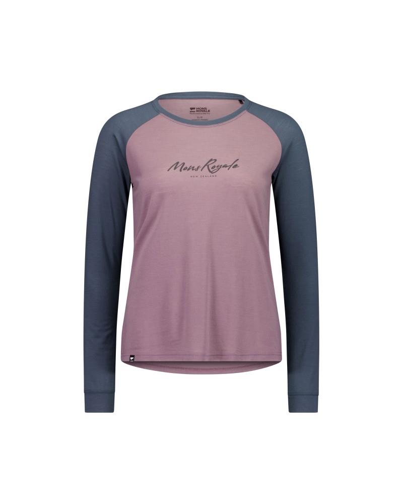 Icon Merino Raglan LS - Womens - dusty mauve / dark cypress 1