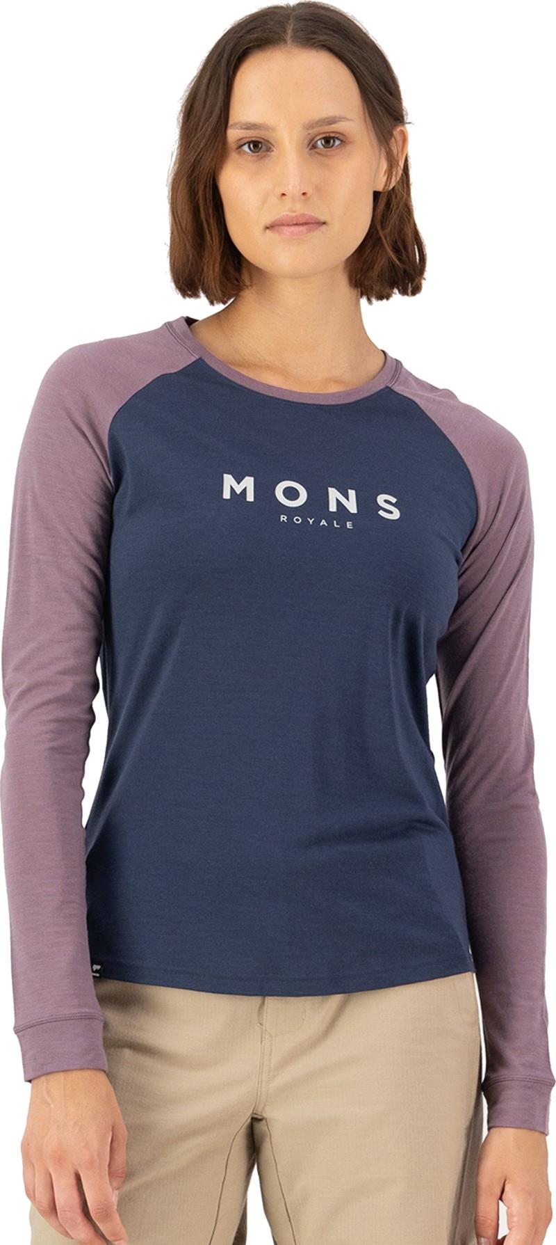 Icon Merino Raglan LS - Womens - midnight / mauve 1