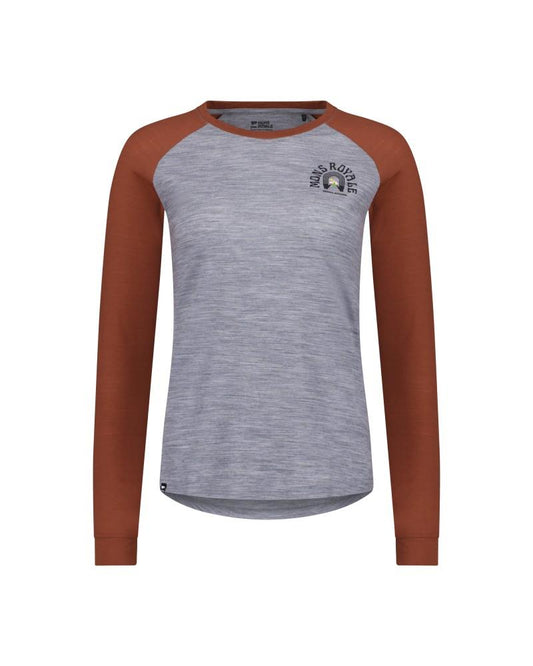 Icon Merino Raglan LS - Womens - sienna / grey heather 1