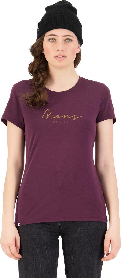 Icon Tee - Fine Script - Womens - wine 1