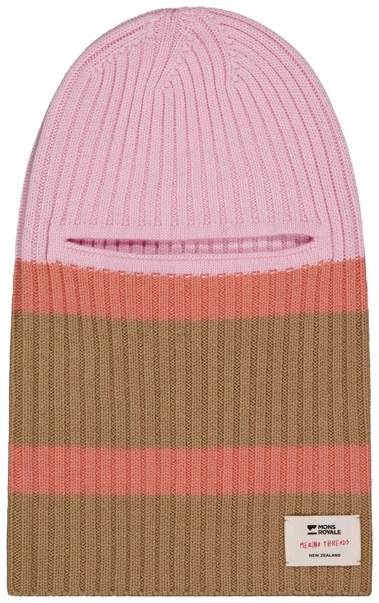 Innsbruck Merino Knit Balaclava - pink / tan 1
