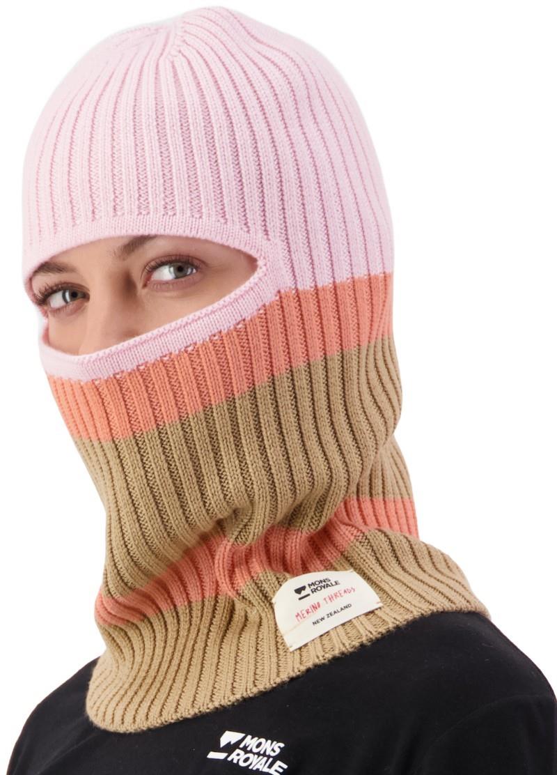 Innsbruck Merino Knit Balaclava - pink / tan 1