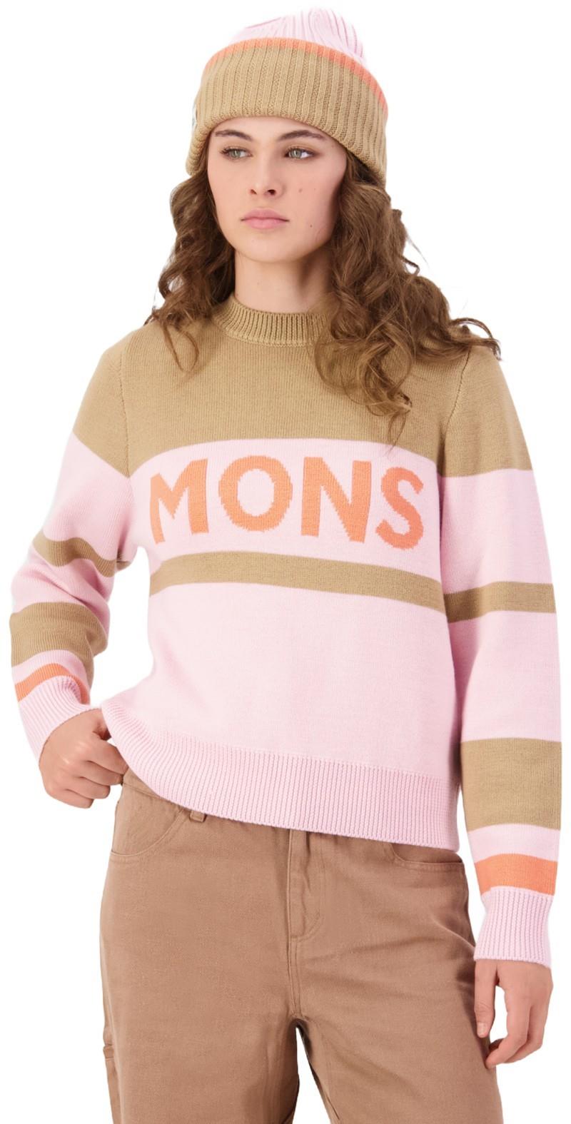 Innsbruck Merino Knit Sweater - Womens - pink / tan 1