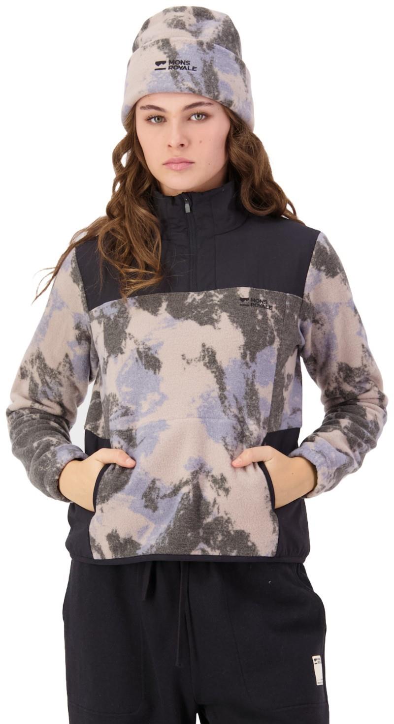 Pileup Wool Fleece 1/4 Zip - AOP - Womens - mtn camo moonstone 1