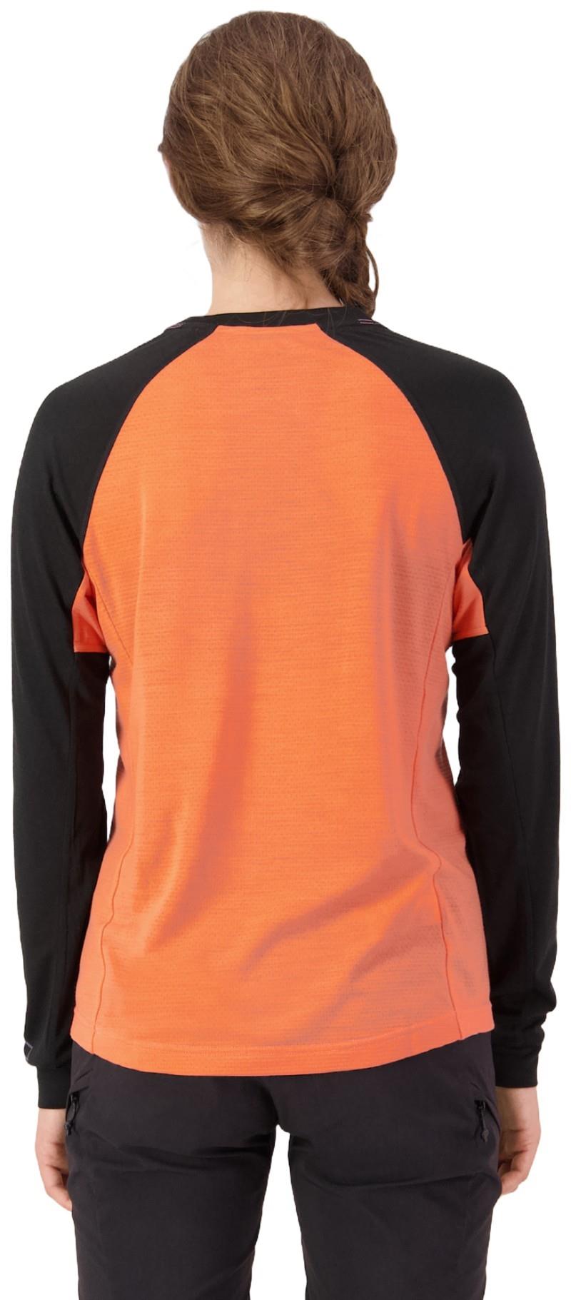 Tarn Merino LS - Womens - sun orange / flamingo / black 1