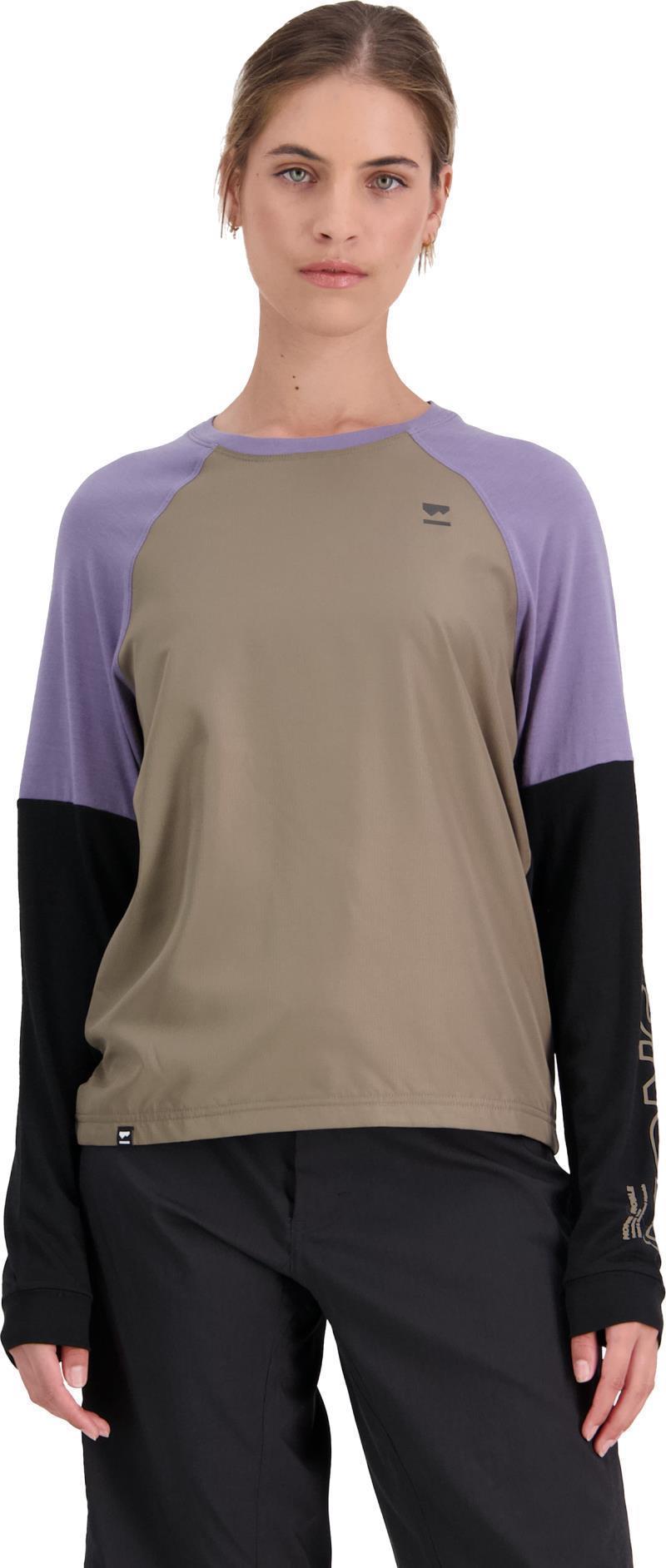 Tarn Merino Shift Wind Jersey - Womens - Walnut / Black / Thistle 2