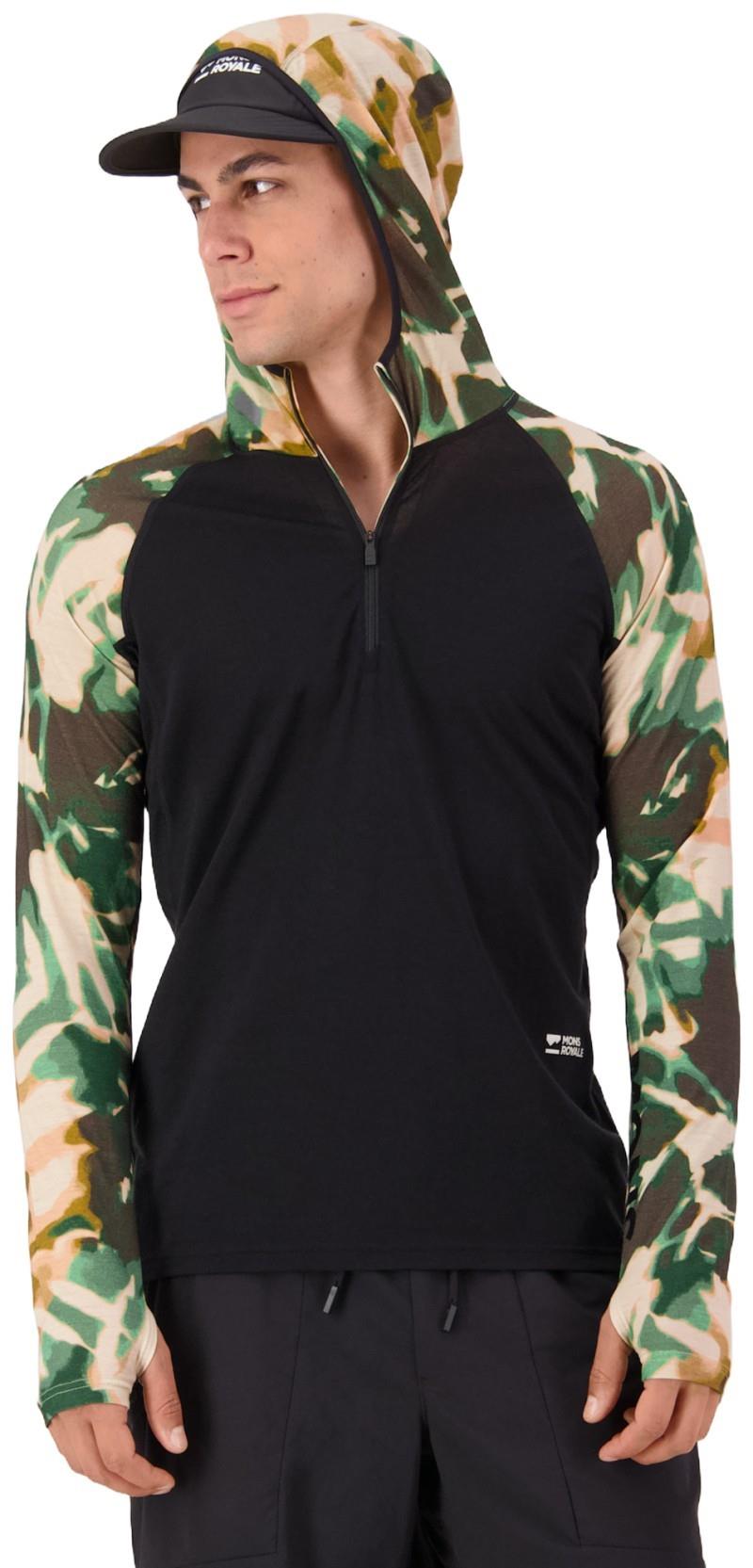 Temple Merino LS Hood - AOP - Mens - bush camo / black 1