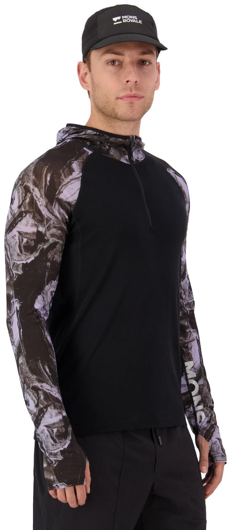Temple Merino LS Hood - AOP - Mens - rock camo / black 1