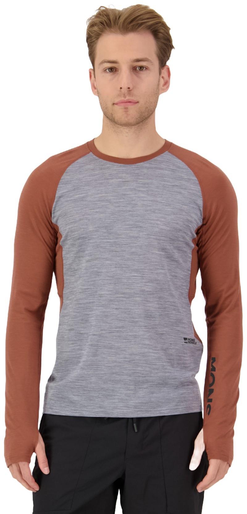 Temple Merino LS - Mens - cinnamon / grey heather 1