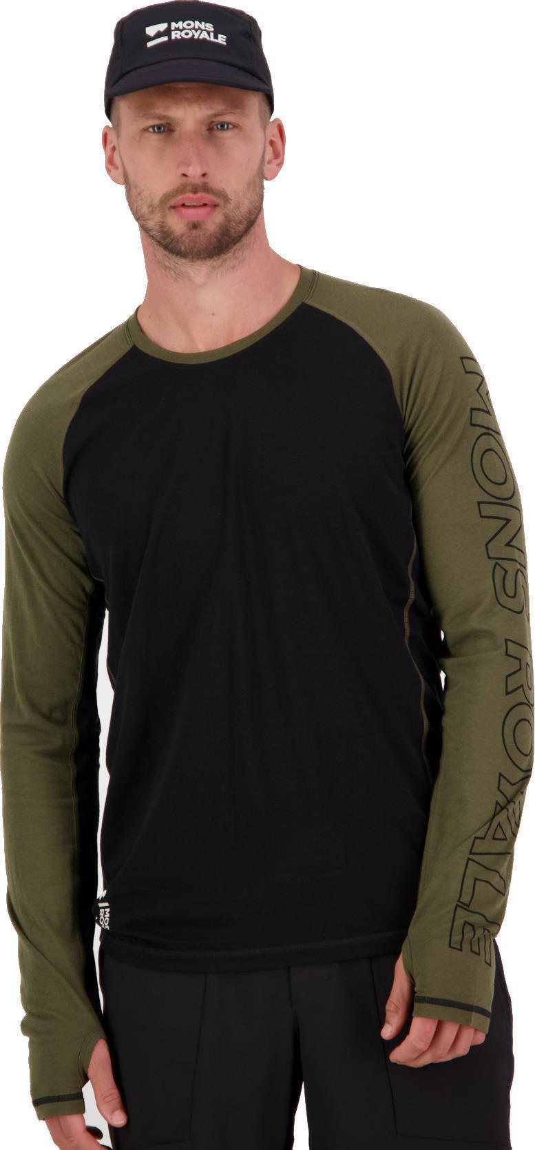 Temple Merino LS - Mens - dark olive / black 1