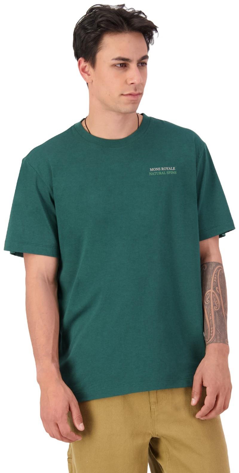 Yonder Merino Organic Cotton T-Shirt - AOP - Mens - dark pine 1