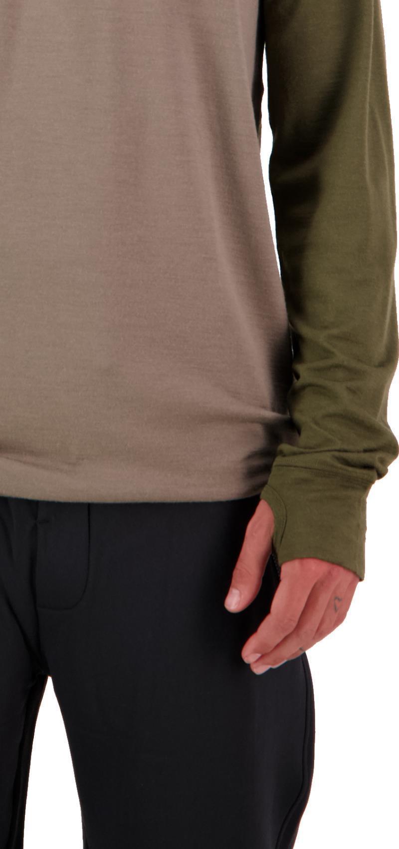 Yotei Merino Powder Hood LS - Mens - Dark Olive / Walnut 4
