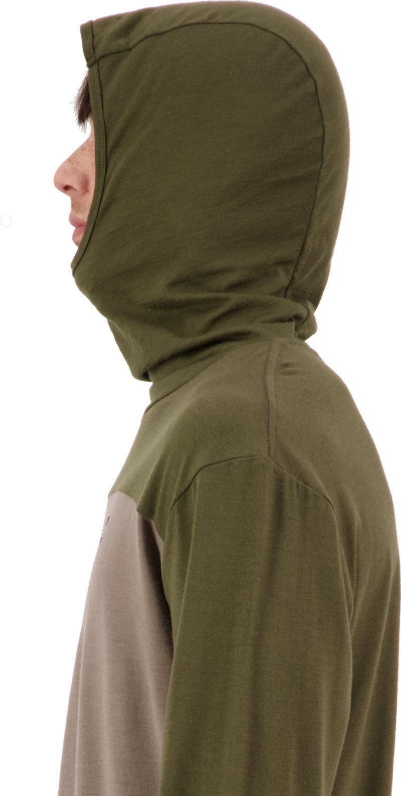 Yotei Merino Powder Hood LS - Mens - Dark Olive / Walnut 5