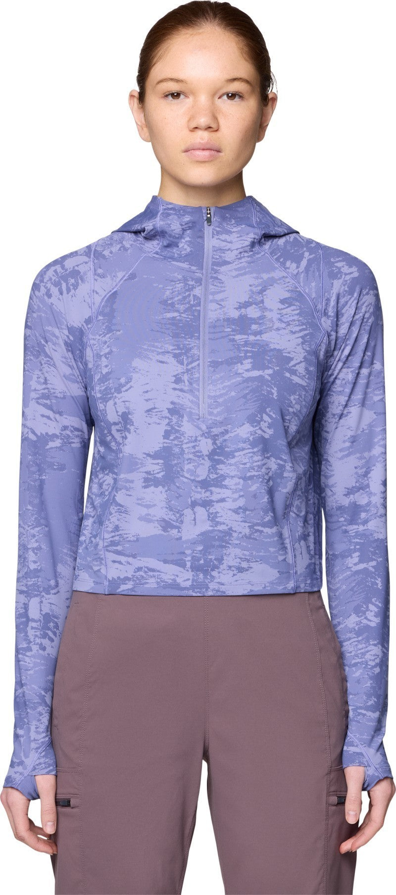 Crater Lake Half Zip Crop Hoody - Womens - avid inked dye print 1