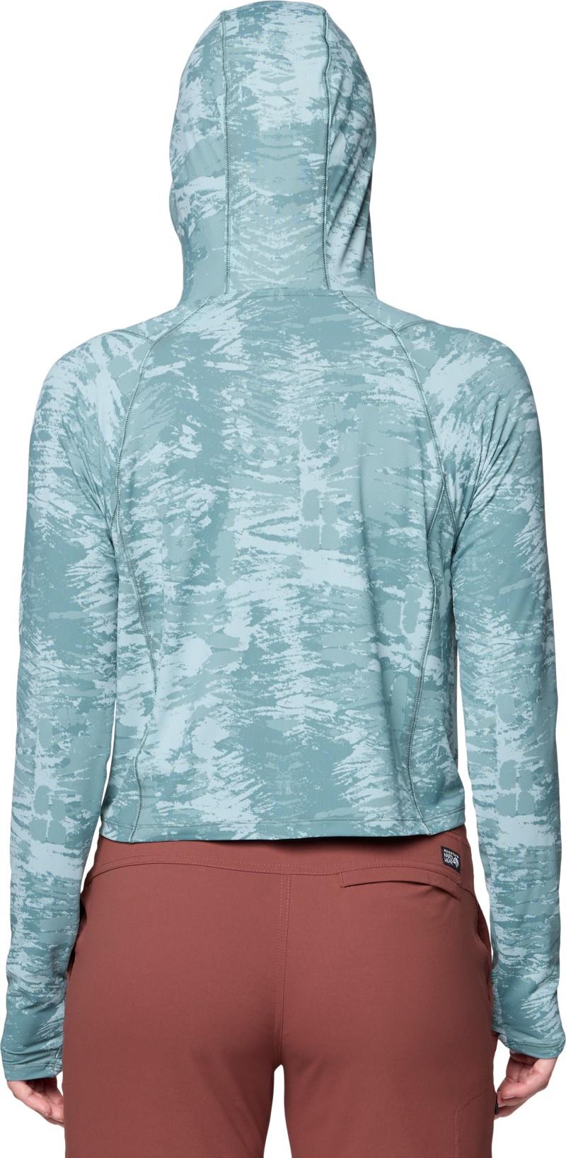 Crater Lake Half Zip Crop Hoody - Womens - blue sage inked dye print 1