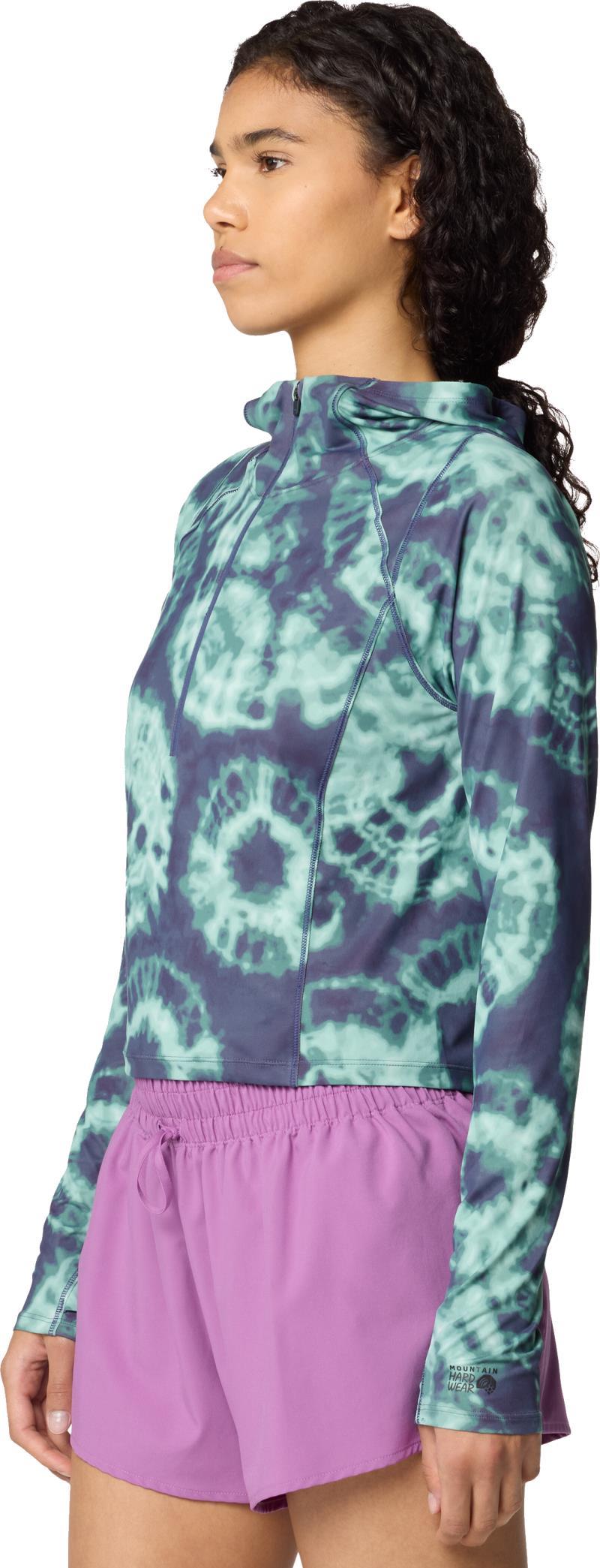 Crater Lake Half Zip Crop Hoody - Womens - lapis dusk spore dye print 1