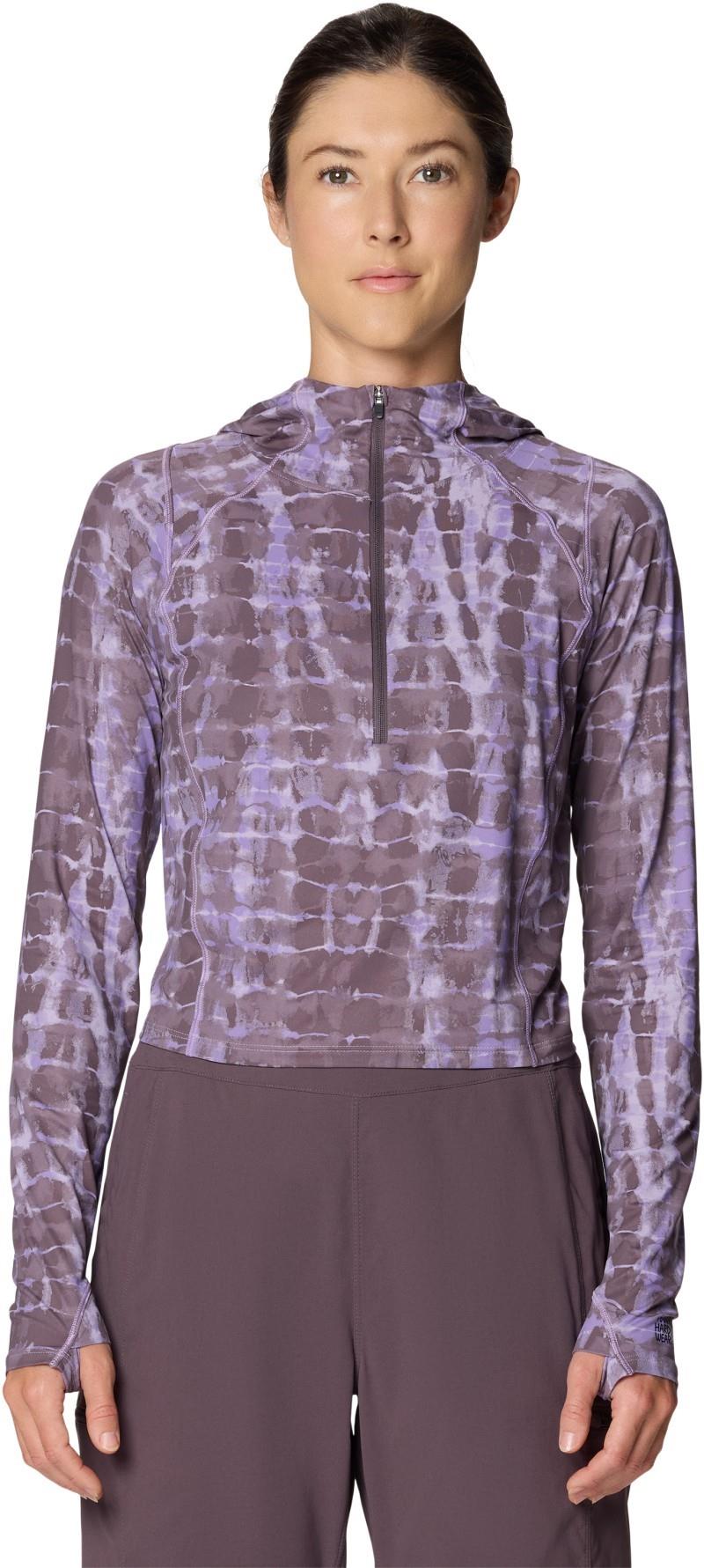 Crater Lake Half Zip Crop Hoody - Womens - purple sage prismatic print 1