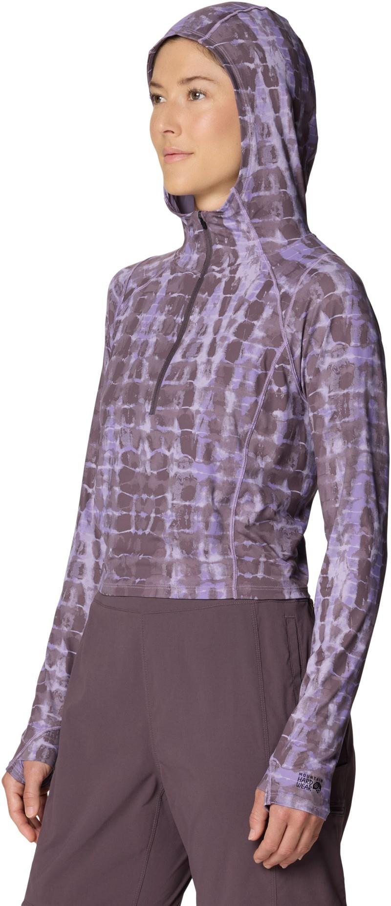 Crater Lake Half Zip Crop Hoody - Womens - purple sage prismatic print 1