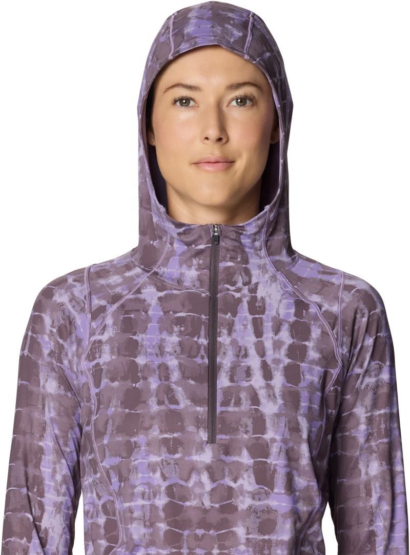 Crater Lake Half Zip Crop Hoody - Womens - purple sage prismatic print 1