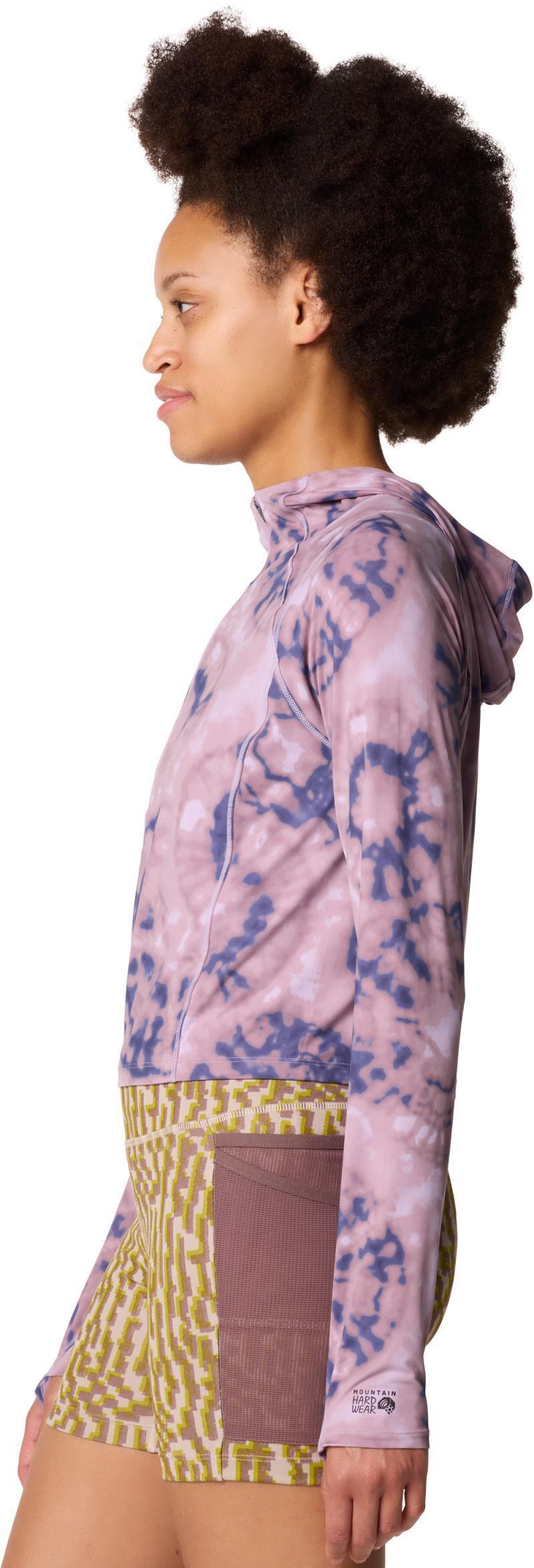 Crater Lake Half Zip Crop Hoody - Womens - wisteria spore dye print 1
