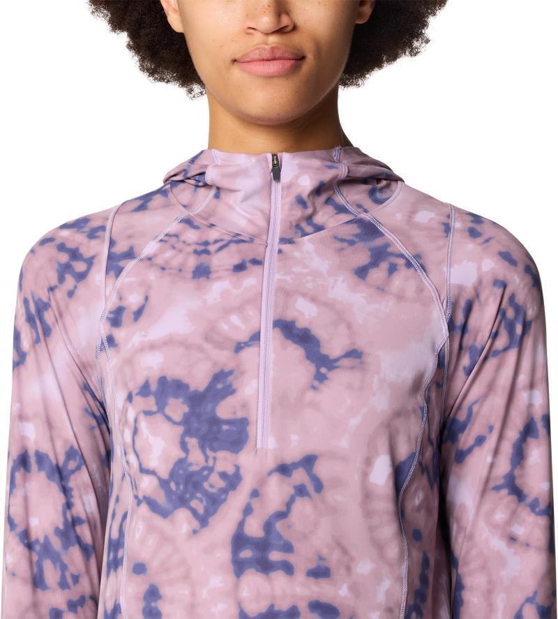Crater Lake Half Zip Crop Hoody - Womens - wisteria spore dye print 1