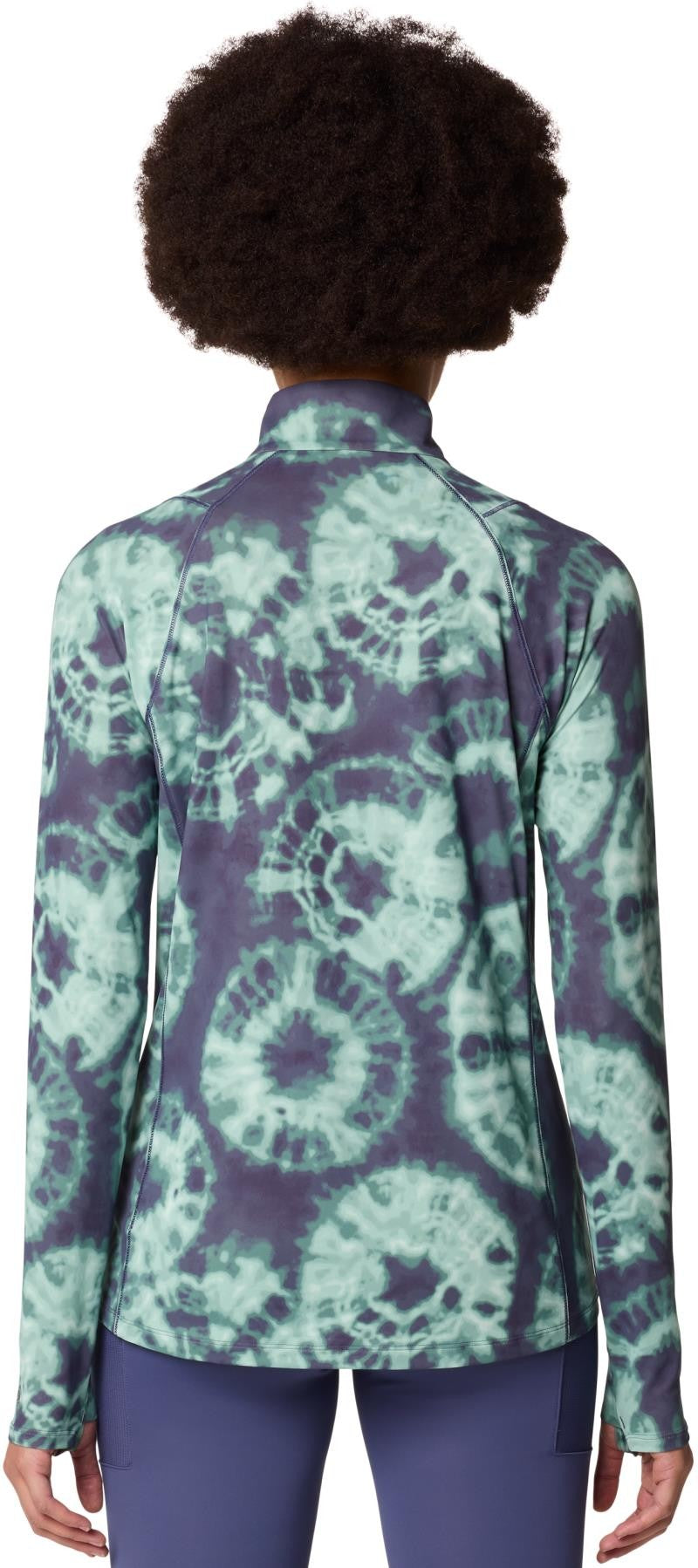 Crater Lake Half Zip - Womens - lapis dusk spore dye print 1